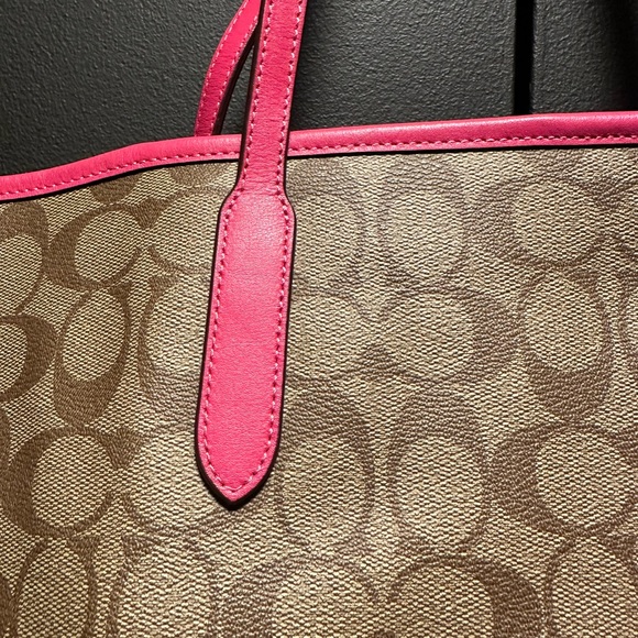 EUC…Coach Signature Canvas Tote Bag - Tan and Pink - Picture 2 of 15